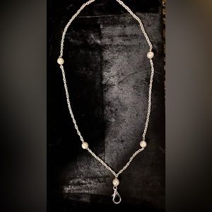 Hand Crafted Silver Tone and Faux Pearl Lanyard